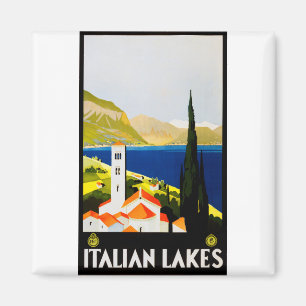 Imán Italian lakes travel poster