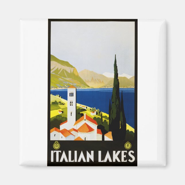 Imán Italian lakes travel poster (Frente)