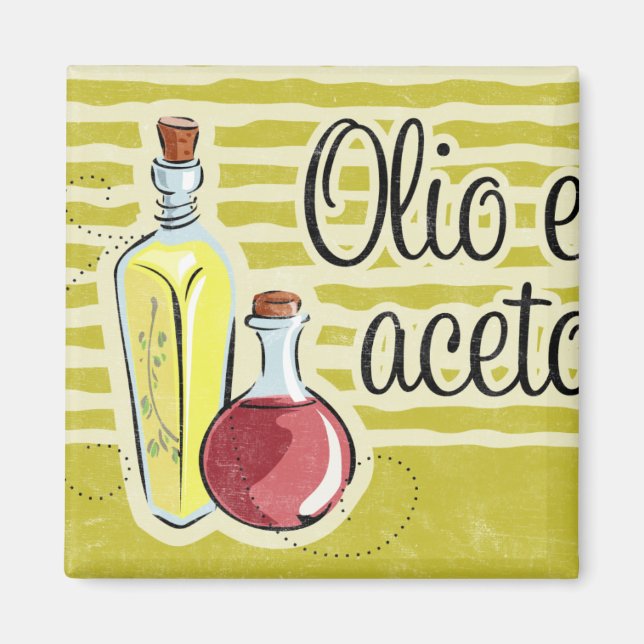 Imán italiano de cocina con aceite y vinagre (Frente)
