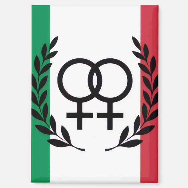 Imán italy flag sapphic pride symbol rectangle (Anverso)