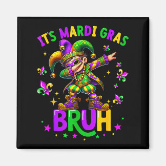 Imán It's Mardi Gras Bruh Dabbing Leprechaun Jester New