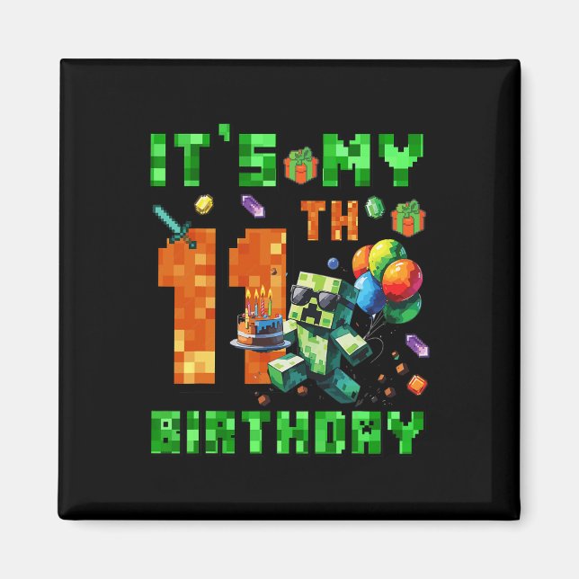 Imán It's My 11th Birthday Pixel Number Video Game Game (Frente)