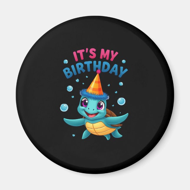 Imán It's My Birthday Cute Sea Turtle Ocean Birthday Pa (Frente)