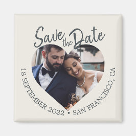 Imán Ivory Photo Modern Script Save the Date