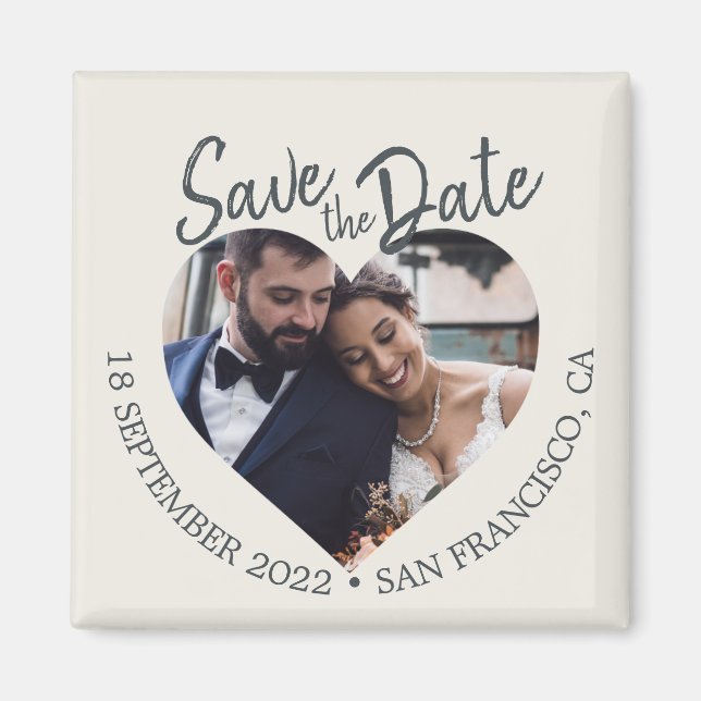 Imán Ivory Photo Modern Script Save the Date (Frente)