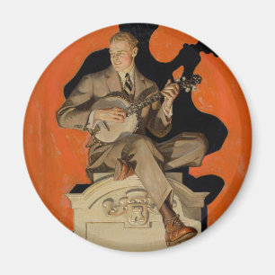 Imán J.C. Leyendecker Músico de Banjo 1920 Arte Art Déc