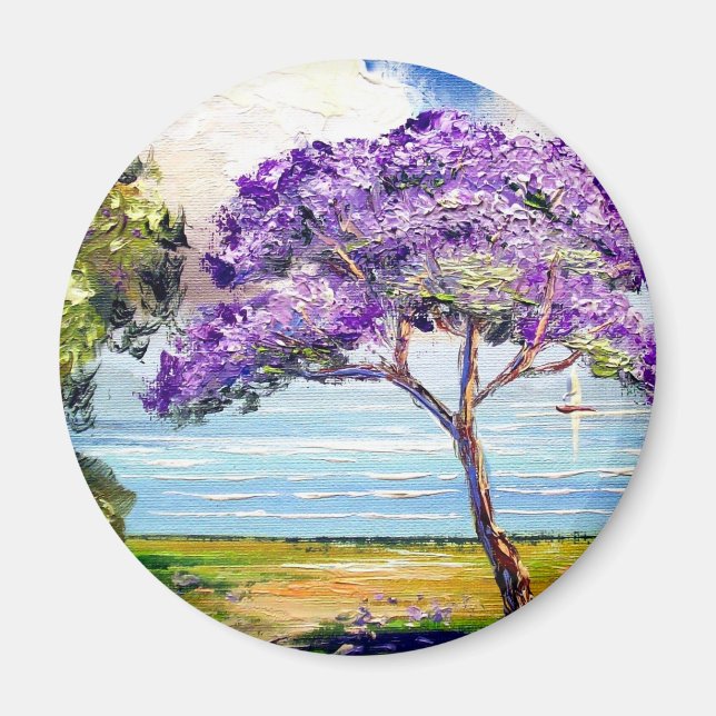 Imán Jacaranda Tree Tropical Art (Frente)