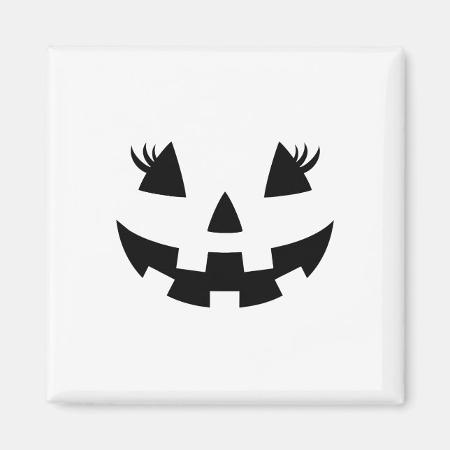 Imán Jack O Lantern Face Pumpkin Eyelashes Halloween Co (Frente)