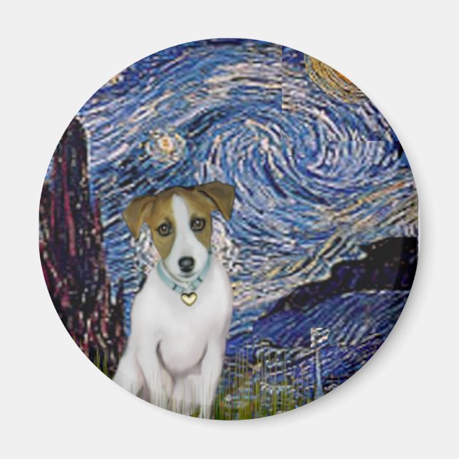 Imán Jack Russell 10 - Noche estrellada (Frente)
