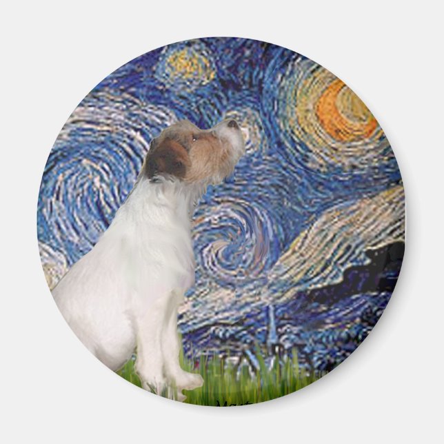 Imán Jack Russell 5 - Noche estrellada (Frente)