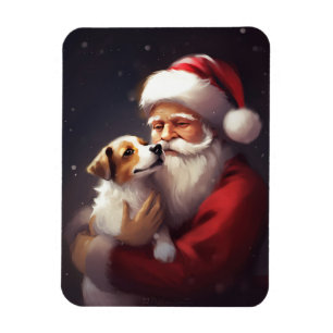 Imán Jack Russell Con Navidades festivos de Santa Claus