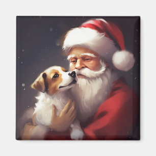 Imán Jack Russell Con Navidades festivos de Santa Claus