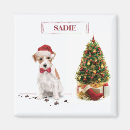 Imán Jack Russell de pelo duro divertido Navidad perro