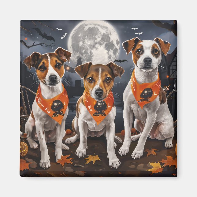 Imán Jack Russell Halloween Espeluznante (Frente)