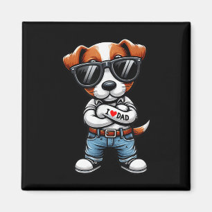Imán Jack Russell Terrier I Love Dad Funny Dog Tattoo