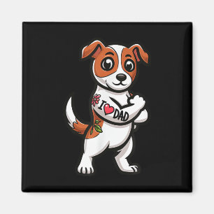 Imán Jack Russell Terrier I Love Dad Funny Dog Tattoo _