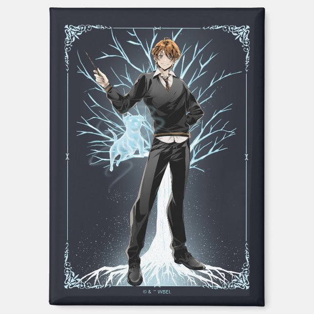 Imán Jack Russell Terrier Patronus de Anime Ron Weasley (Anverso)