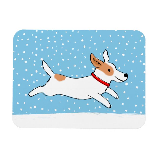 Imán Jack Russell Terrier - Perro de Nieve Feliz Invier (Horizontal)