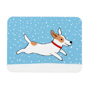 Imán Jack Russell Terrier - perro feliz de la nieve del
