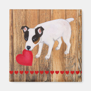 Imán Jack Russell Terrier Valentine Wood Magnet
