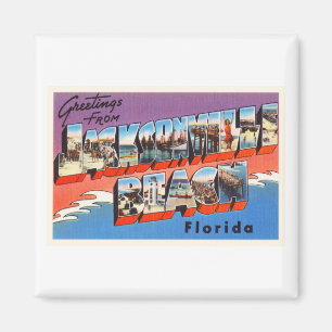 Imán Jacksonville Beach Florida FL Old Travel Souvenir