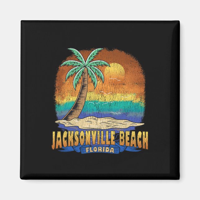 Imán Jacksonville Beach Florida Vintage Molesto Souv (Frente)