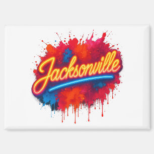 Imán Jacksonville Retro Neon Street Art Design