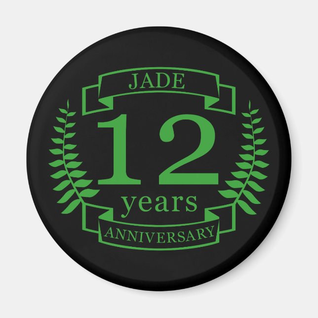 Imán Jade Gemstone boda aniversario 12 años (Frente)