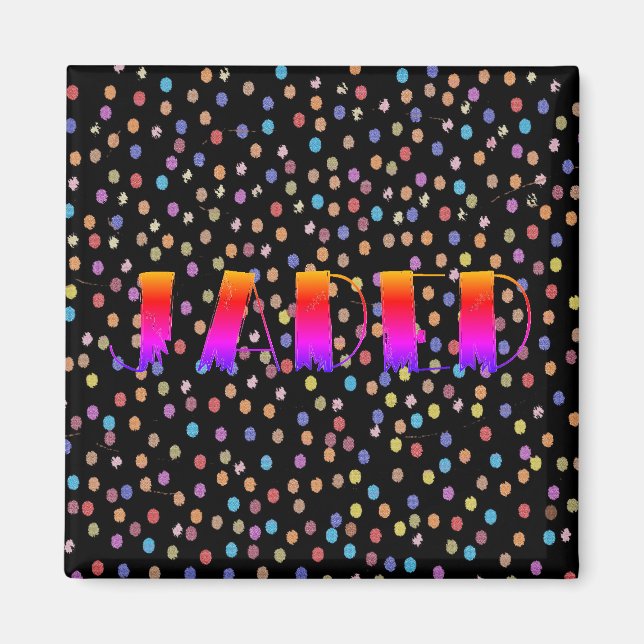 Imán Jaded con fondo polka Dot para nevera (Frente)
