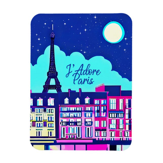 Imán J'adore Paris - Fantasía en París bajo una luna ll (Vertical)