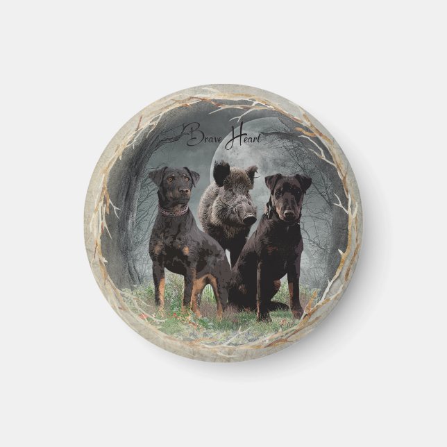 Imán Jagdterrier, valiente poster de tapicería cardíaca (Frente)