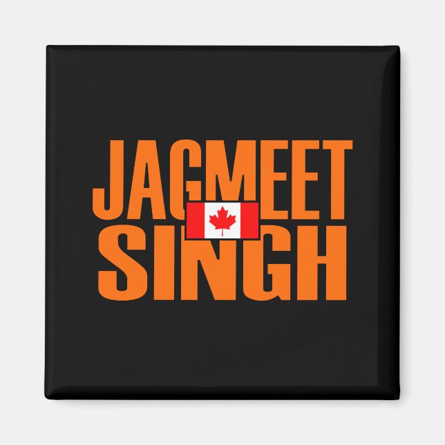Imán Jagmeet Singh Naranja Bloquear texto Bandera canad (Frente)