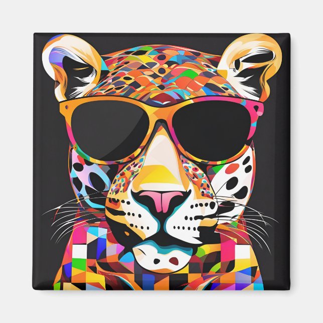 Imán Jaguar con gafas de sol (Frente)