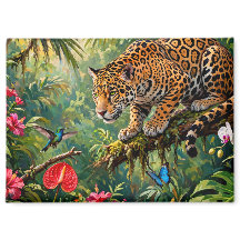 Jaguar Selva Colibríes Mariposas Flores