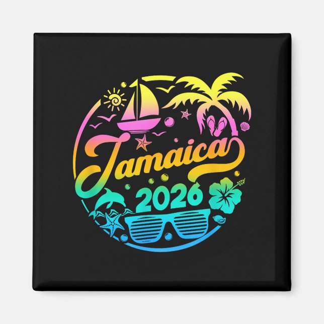 Imán Jamaica 2026 Family Vacation Beach Matching Group  (Frente)