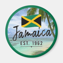 Imán "Jamaica Este. Playa De 1962 Con Bandera De Jamaic