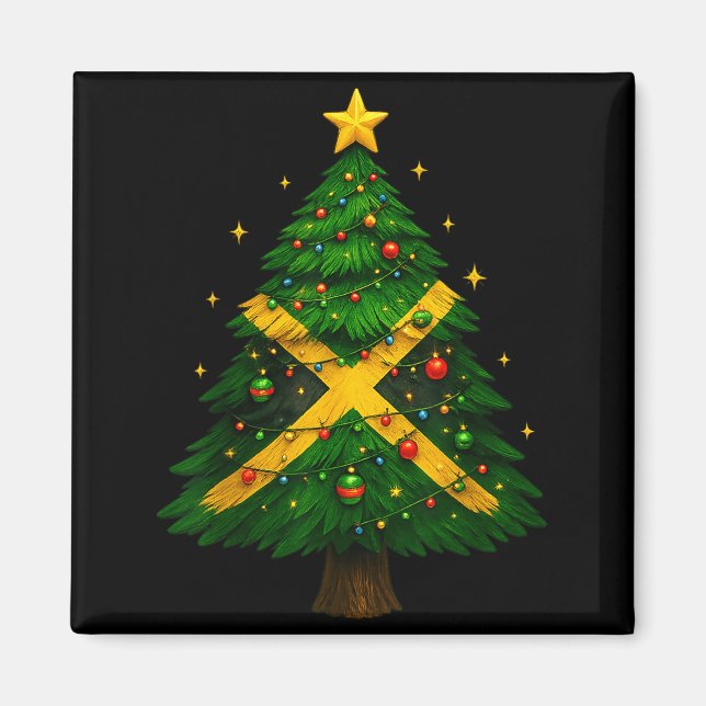 Imán Jamaican Christmas Tree Design, Festive Holiday Gr (Frente)