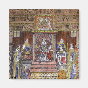 Imán James I de Inglaterra en la corte,