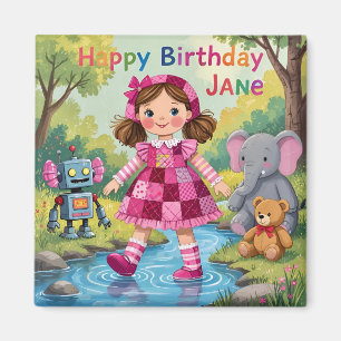 Imán JANE ~ CUMPLEAÑOS Niña linda Robot Elefante Teddy