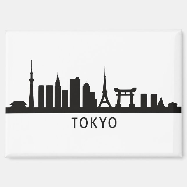 Imán Japan Cityscape Travel | Tokyo Skyline Silhouette (Anverso)