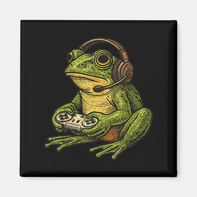 Imán Japanese Gamer Frog Art Men Women Boys Funny Vinta (Frente)
