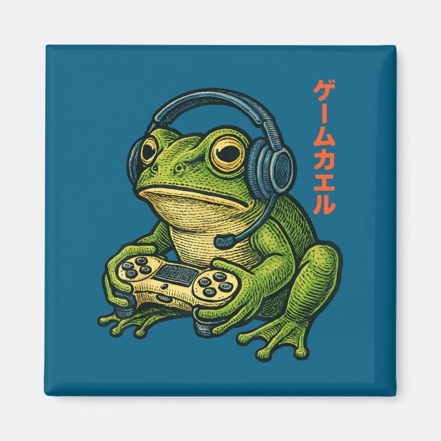 Imán Japanese Gamer Frog Art Men Women Boys Funny Vinta (Frente)