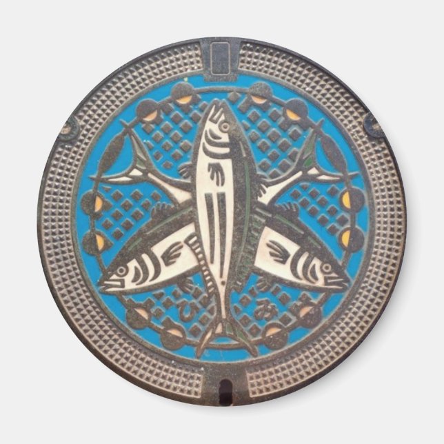 Imán Japanese Manhole Cover Arts　－Himi Yellowtail (Frente)