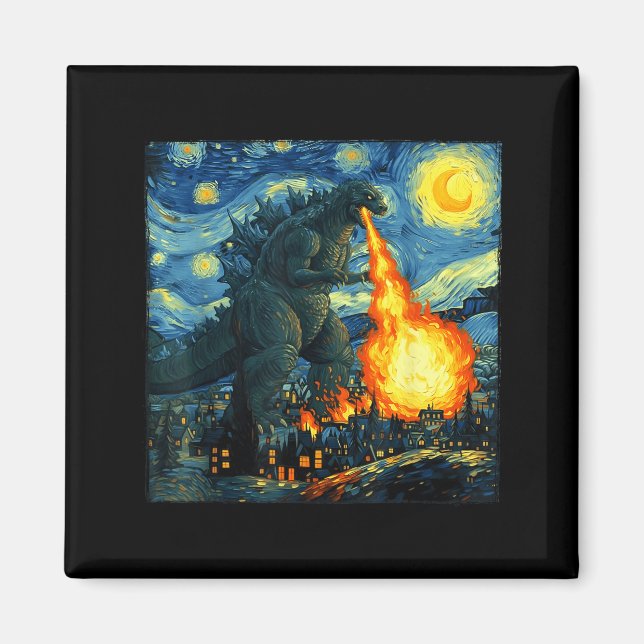 Imán Japanese Monster Kaiju Van Gogh Starry Night  (Frente)