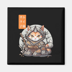 Imán Japanese Samurai Warrior Kawaii Cat Anime Lover 
