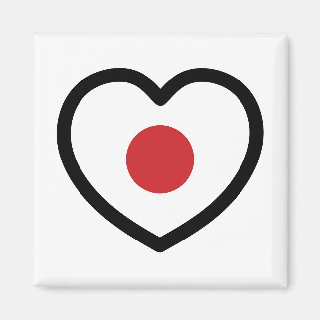Imán Japón | Corazón de la bandera japonesa (Frente)