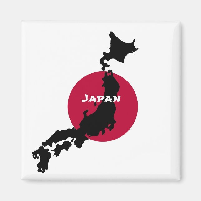 Imán Japón: Mapa de silueta y bandera (Frente)