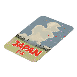 Imán Japón Monte Fuji estilo vintage cartoon