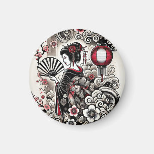 Imán japonés de geisha con diseño elegante