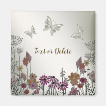 Jardín Colorido Flores Mariposas Dorado Rústico